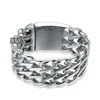 Punk style 316L stainless steel mens 32mm heavy thick silver mesh chunky curb chain bracelet