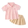 Baby Girls Sets Summer Boys Sets Clothes T shirt+skirt cotton sports printed Set Children Suit