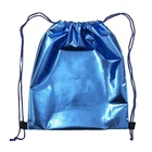 VidCon Show Shiny Drawstring Bag Metallic Blue Glitter Polyester String Backpack