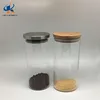High quality empty 1000ml bulk clear airtight glass tube food storage jars with wood lids