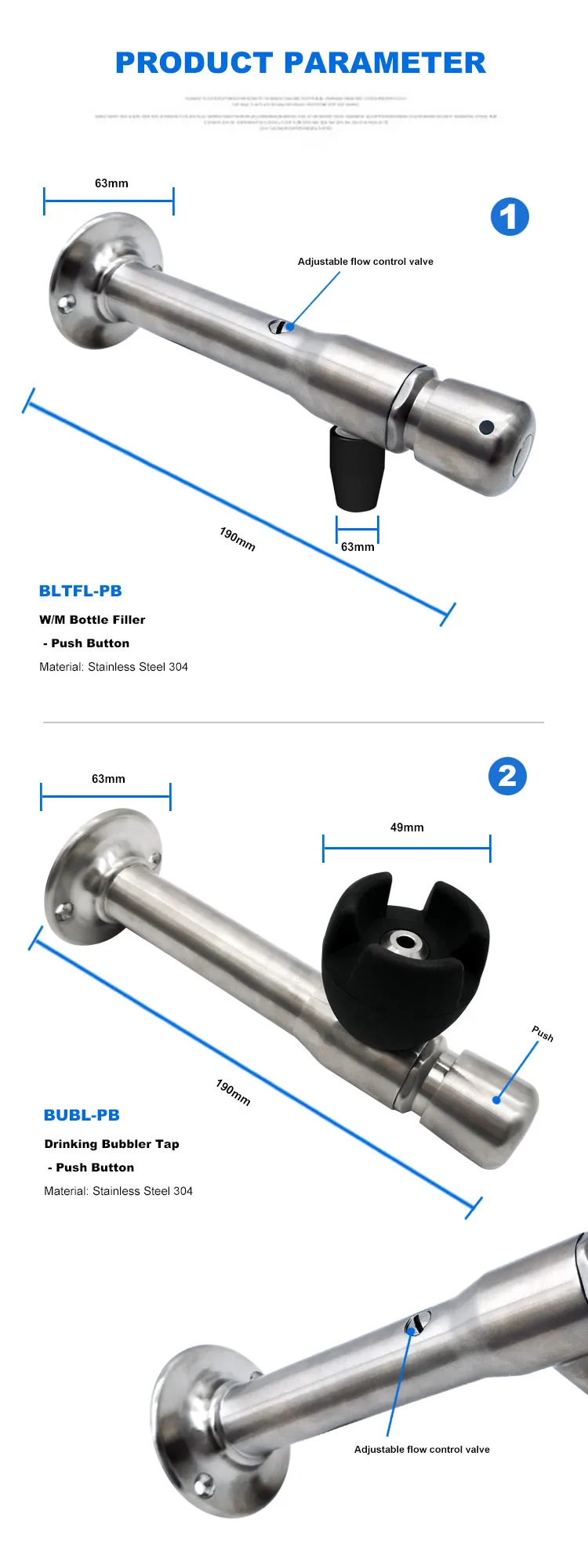 New Products Garden Water Horizontal Drinking Fountain Bubbler Head with Wall Mount Rubber Guard Push Button Tap.jpg