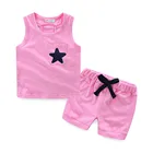 Mudkingdom summer dresses breathable boys and girls printed five-pointed star vests and shorts sport suits set