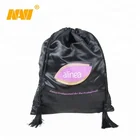 custom black small satin tote drawstring bag