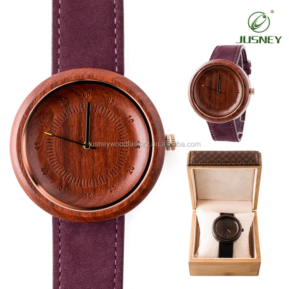 quartz wrist watch leather band customize logo wooden watch for