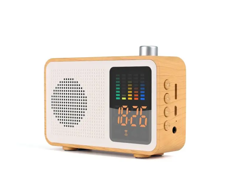 M20 Portable Music Player blue tooth wooden speaker box with alarm clock and led Pulse lamp retro sound outdoor subwoofer - ANKUX.COM