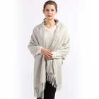 Hot sale design fashionable classic light grey wool shawl scarf