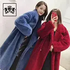 European Hot Pink Leopard Black Brown White Blue Red Sheep Shearing Teddy Bear Jacket Sheepskin Teddy Fur Coat Women