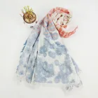 Women long style cutting flower pattern printing scarf with logo
