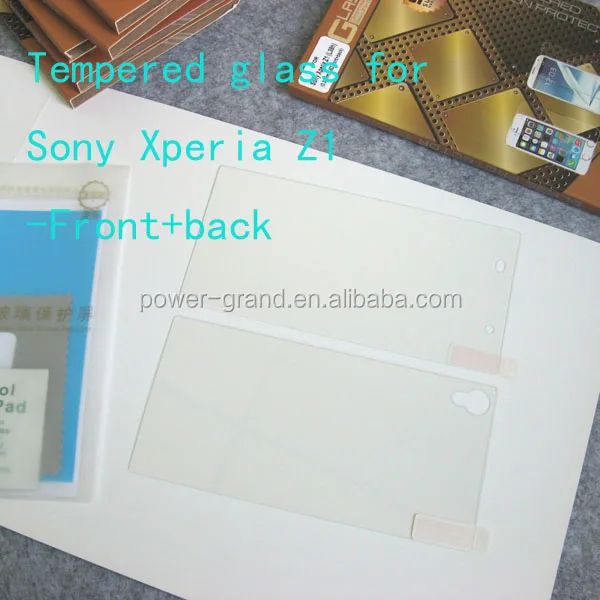 Front+back Tempered glass Screen protector for Sony Xperia Z1 L39h-0.33mm 2.5D-(3)