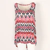 Ladies sleeveless long t shirt women breathable backless print vest plus size tops with lace back
