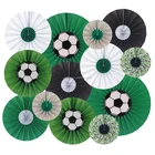 UMISS PAPER New Design 13pcs Sports Theme Backdrop Soccer Party Handmade Paper Fans Decorations