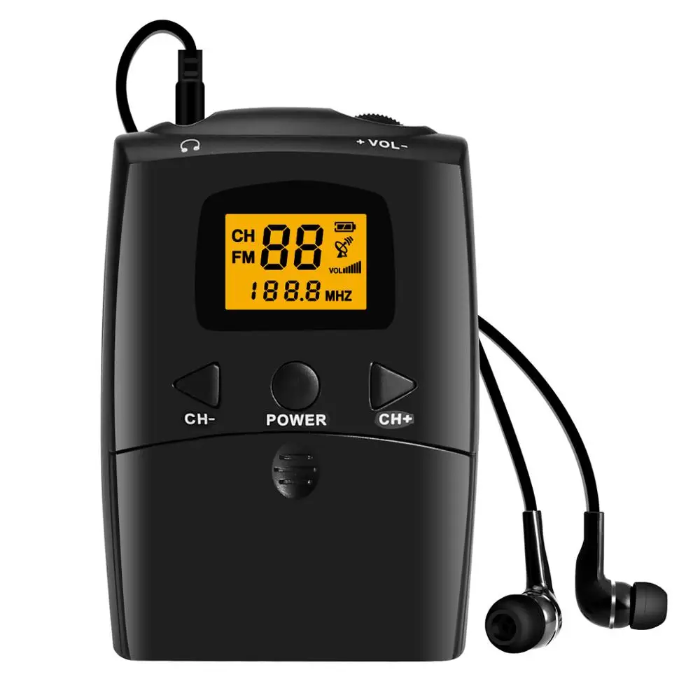 Портативный fm-радиоприемник с подсветкой, 50 ~ 108 МГц, для Конференции, интерпретация, спортивное событие