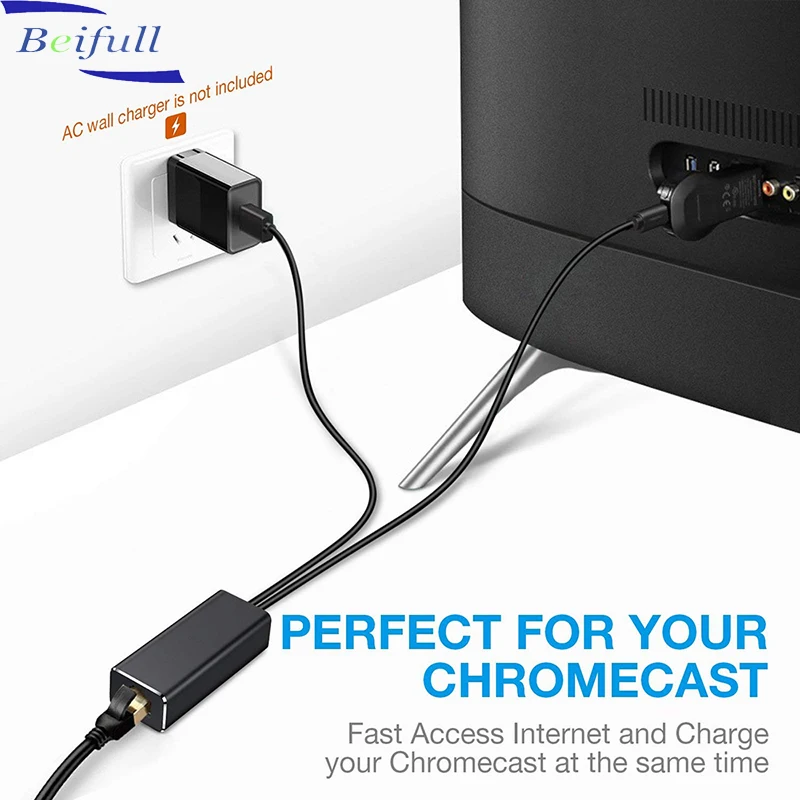 Shenzhen Factory offer Micro USB to RJ45 Ethernet Adapter with Power Supply for Chromecast - ANKUX.COM