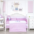 Clever rabbit printed baby cot bedding set polyester microfiber baby crib bedding sets for girls