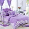 Korean ruffled girl fieldcrest luxury lace cotton comforter bed bedding set