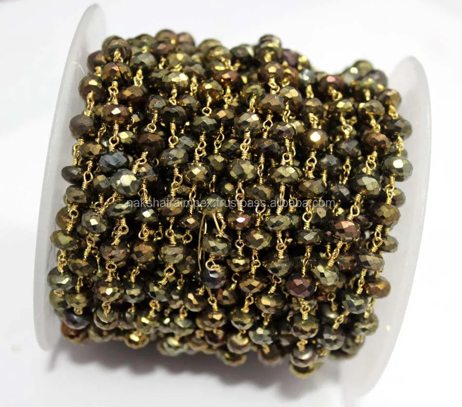 Spinel hitam dilapisi 6mm roundel faceted manik-manik berlapis emas 925 sterling silver rantai