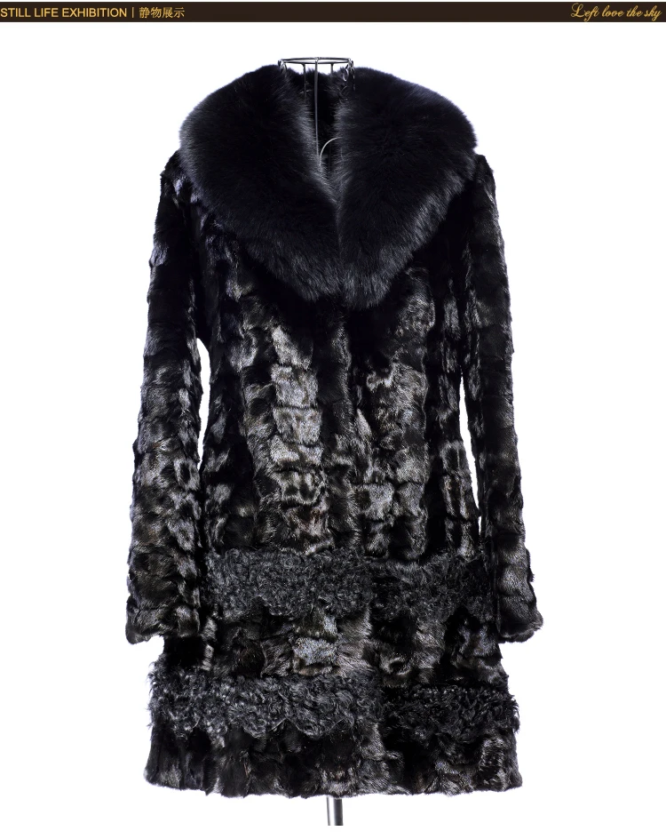 Free shipping Real/genuine Mink Fur Coat With Fox Fur Collar Beautiful Young Mink Fur Mink Knitted Woolen Coat For Women's coat
