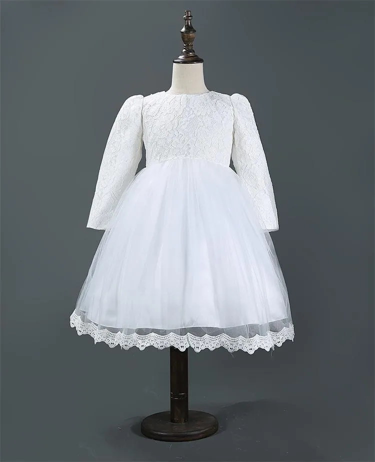 New Design Baby Girl Baptism Christening Dress Lace Tutu 1 Year Girl Baby Birthday Dress Wedding Party Girls Autumn Dresses Kids