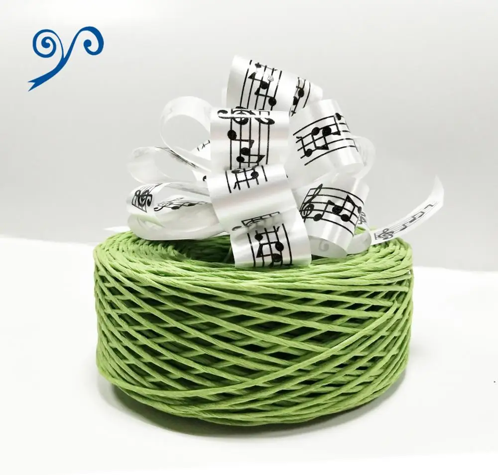 Hot Selling Green Paper Raffia Ribbon With Butterfly Bow Or Star