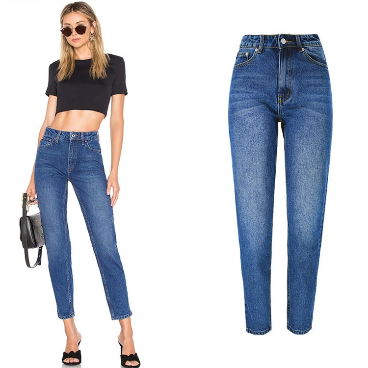 OEM Custom Vintage Denim Washed Jean INS Hot Sale High Waist Mom Jeans Women Jeans