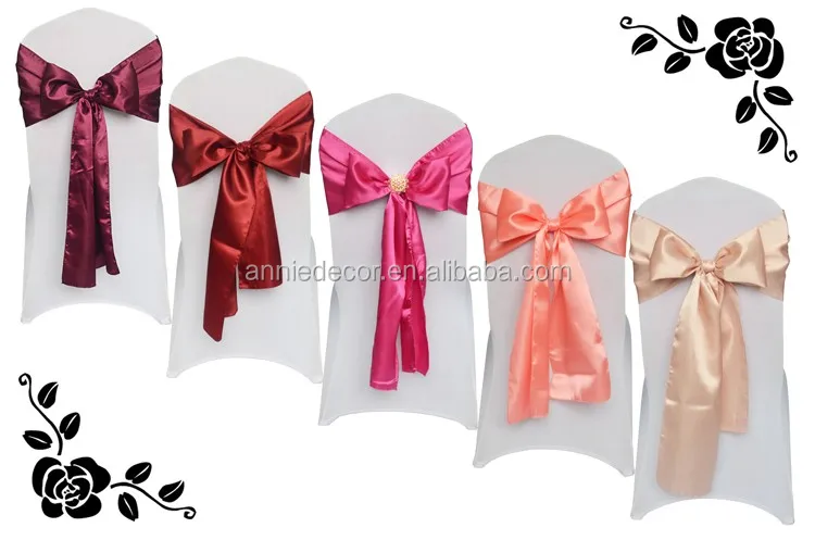 Wholesale High Quality Plain Satin Chair Cover Sash for Wedding Decoration