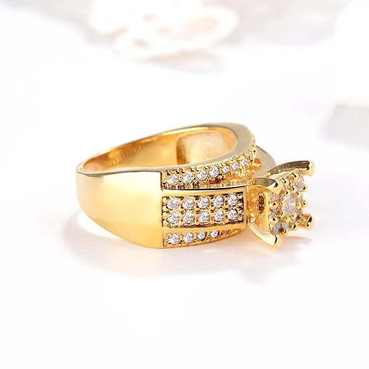 Hot Fashion Light Blue Gemstone Gold Creative Wedding Engagement Ring Diamond cz Ring Gold Plated Jewelry