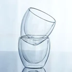 Handmade heat resistant borosilicate glass water cup double wall glass coffee cup