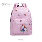 School Custom 1680D Pink Cartoon Girls Kids School Backpack Bag