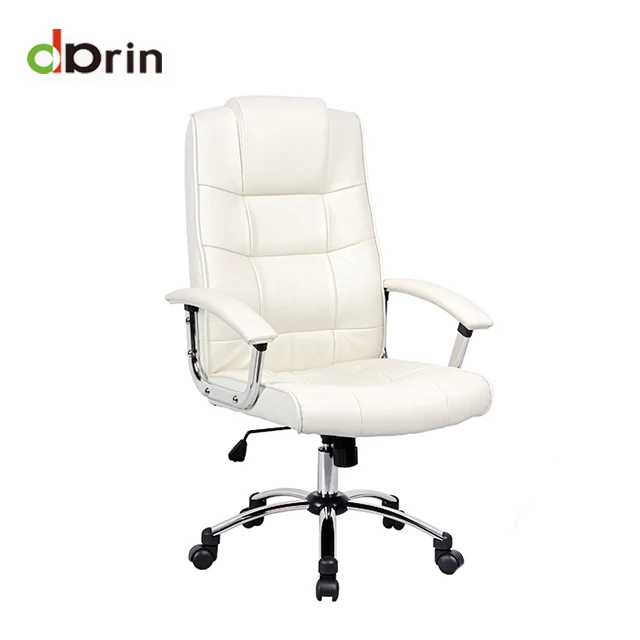 Современная представительская белая искусственная кожа мягкая задняя офисная стулья мягкая накладка