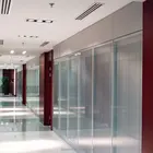 Office room partition with glass and wood finished