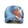 Wholesale Outdoor Sports Caps Denim Deserted Washed Baseball Cap With Hand Printed Butterfly Image Caps