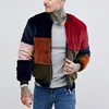 thick men jackets winter zip fastening faux fur jacket in color block