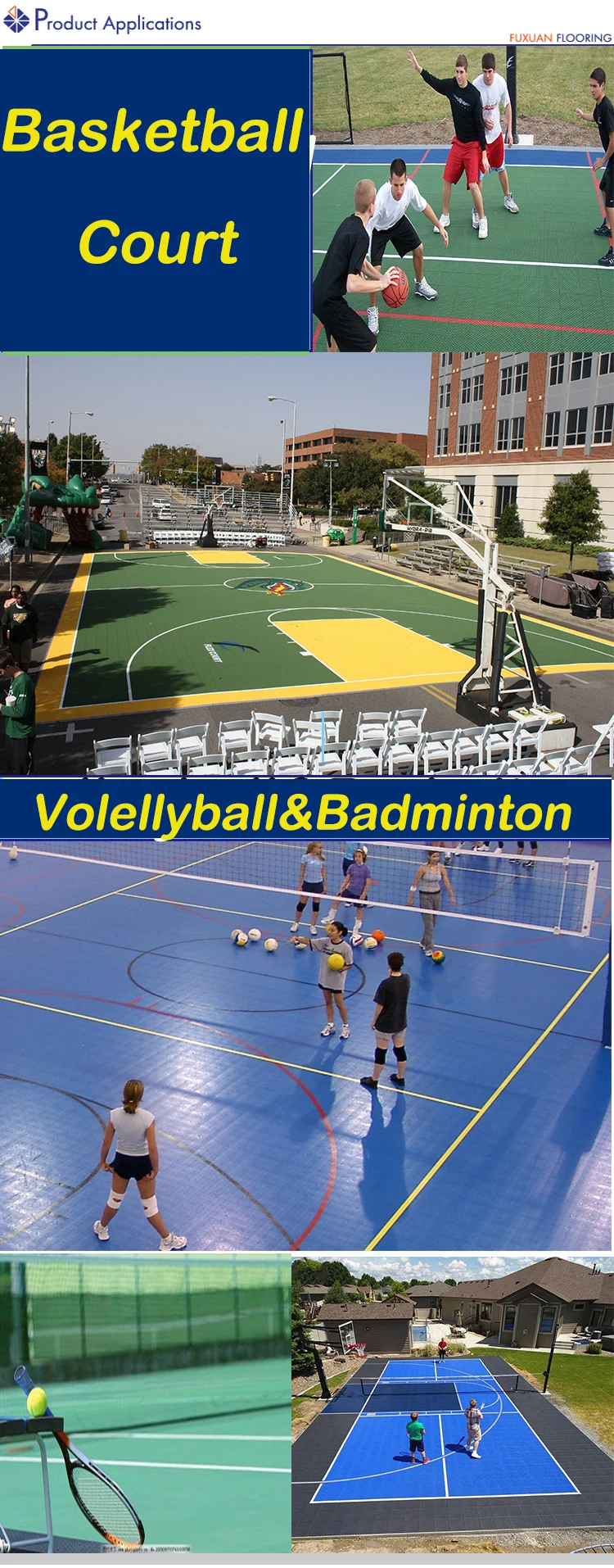 High Quality Portable Waterproof Futsal Volleyball Court Used
