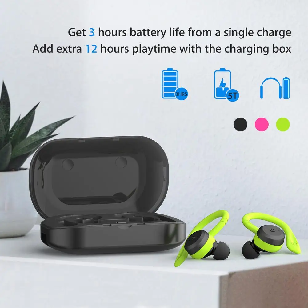 BE1018 Bluetooth 5.0 TWS Wireless Earphone IPX7 Waterproof Ear-mounted In-ear Noise Reduction Ear Plugs With Micr Charging Box - ANKUX.COM