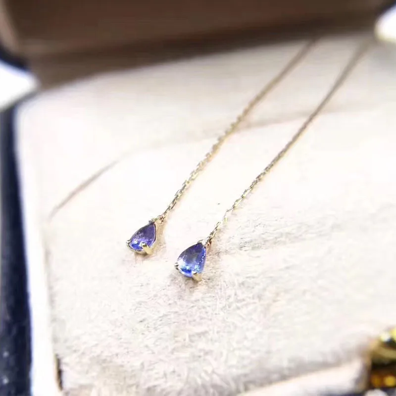 ANI 18k Yellow Gold Women Tanzanite Dangle Earrings 0.35 ct Pear Cut Tanzanite Drop Earrings Bridal Wedding Brincos Jewelry ANI 18k Yellow Gold Women Tanzanite Dangle Earrings 0.35 ct Pear Cut Tanzanite Drop Earrings Bridal Wedding Brincos Jewelry