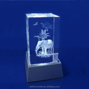 led light base crystal 3d laser engraving for wedding souvenir