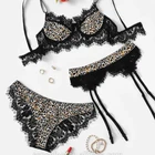 Hot Leopard Print Stain Sexy Lingerie Set for Women /Sexy Photo Bra Set Lingerie With Garter Belt