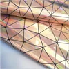 Shiny Hologram Synthetic PU Mirror holographic Geometric Iridescent leather Sheet Fabric for bags Bow Hair Clip Crafting
