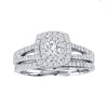 High Quality classic 925 sterling silver engagement wedding rings set