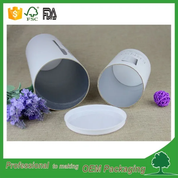 round cardboard gift box tableware packaging tube plastic lid