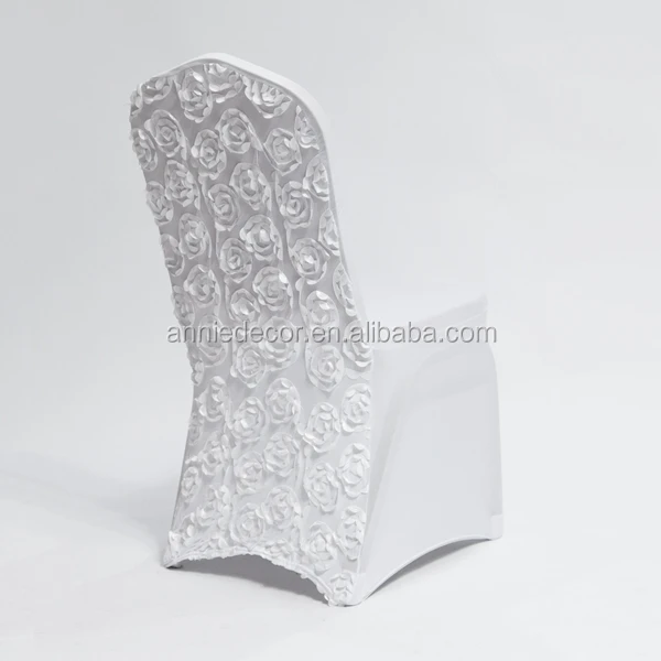 Wholesale Elegant Event Basic Model White Wedding Rosette Spandex Chair Cover