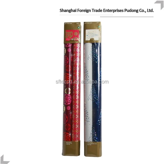 luxury christmas printed gift wrapping foil paper roll with tag