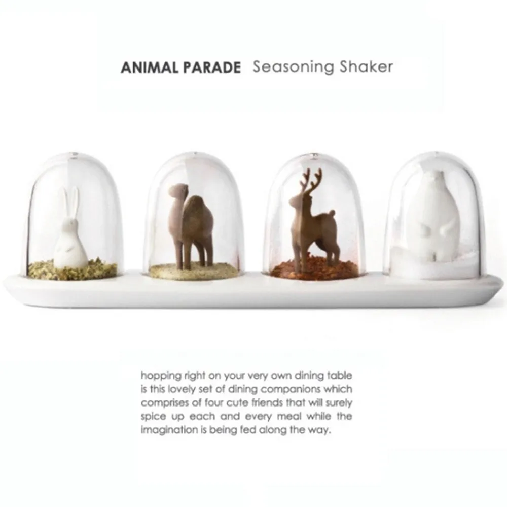 4PCS Kitchen Supplies Bottle Seasons Spice Seasoning Salt Pepper Shaker Condiment Shaker Container Animals Bottle KC1128