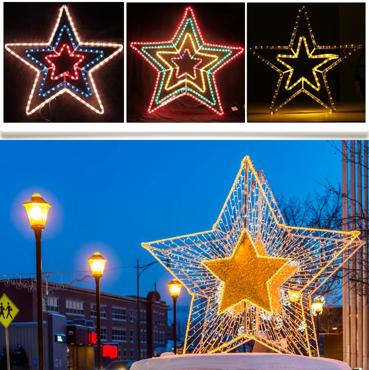 outdoor led christmas star motif lights