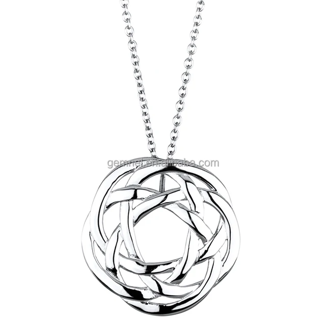 Simple Platinum Plated Celtic Knot Short Silver Charm Necklace Chain