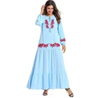 Zakiyyah 7611 Trendy Islamic Clothing Women Embroidery Abaya Dress Cotton Fabric New Style Muslim Women Dress Abaya