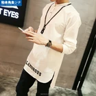 The autumn new tide hip-hop long thin linen design mens long sleeve casual shirts