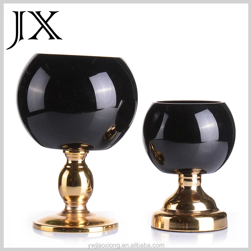 Round Black Glass Vase With Gold Stand Wholesale Buy Glass Vase,Black