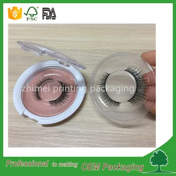 tray inside round plastic box for mink eyelash packaging