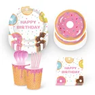 MM008 Donut party Tableware set party table supplies for kids birthday and party decoration 2019 new design